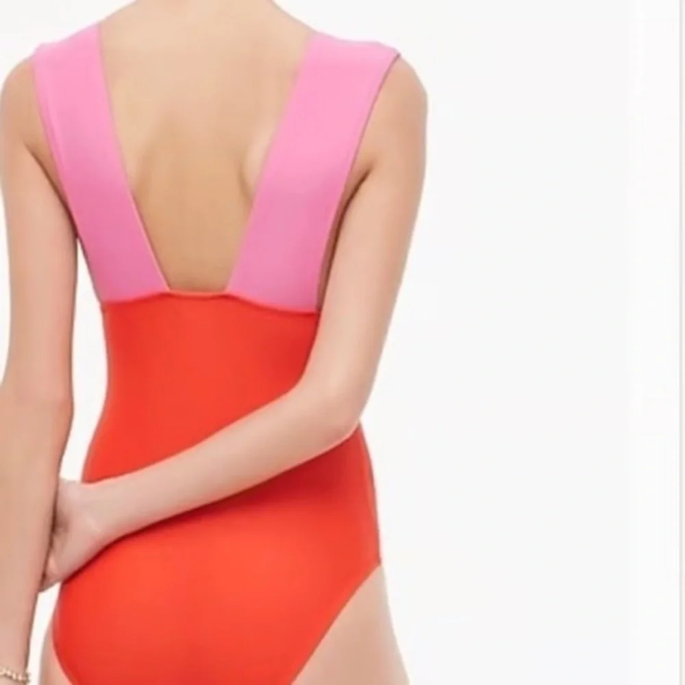 JCREW FACTORY plunge v-neck two toned one piece swimsuit